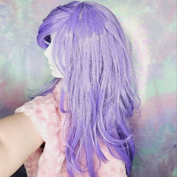 Purple Synthetic Wig w/ Bangs - Picture 4 of 8